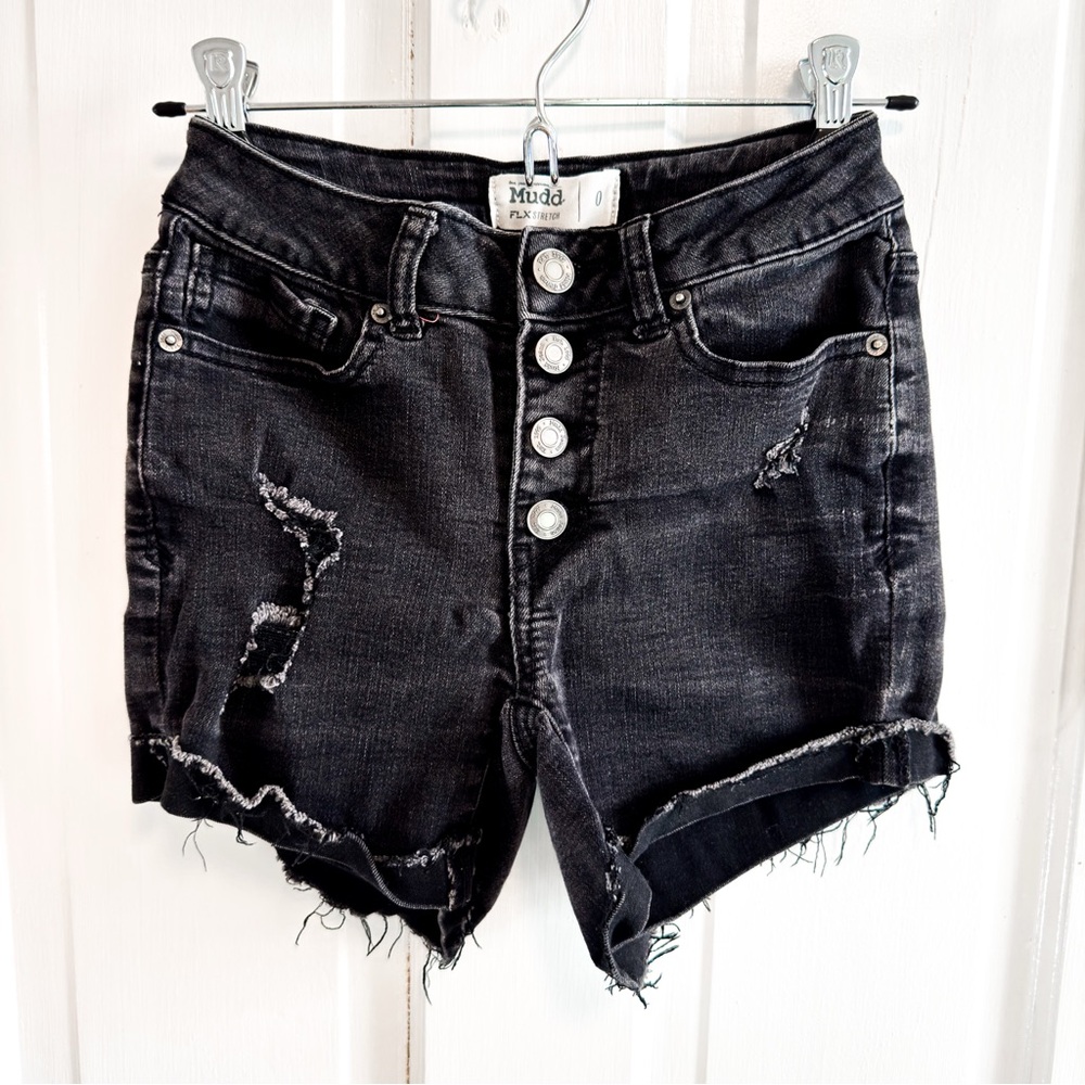 Mudd Charcoal Distressed Jean Shorts